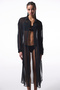 Black Iyos Chiffon Long Sleeve Maxi Shirt - 6
