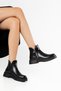 Cemo Women's Black Shiny Leather Zippered Boots - 4