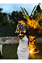 Stripe Linen Ruffled Wireless Table Lamp - 3