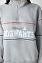 Gray Melange Half Zipper Harry Potter Printed Sweatshirt - 4