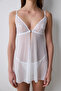 Off-White Front Opening Floral Accessory Babydoll Without Underwire - 4
