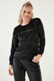 Regular Fit Soft Textured Velvet Pajama Set Women's Pajama Set 6094200W4 - 3