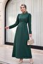 Hakim Collar Waist Tie Dress -Emerald - 5