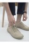 Flexible Beige Cream Linen Lace-Up Breathable Comfortable Style Sneaker Shoes - 5