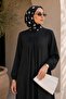 Lina Plus Size Pleated Ferace Ebise Black