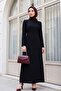 Judge Collar Waist Tie Dress -Black
