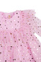 Girl's Pink Gold Star Patterned Tulle Piece Dress - 3