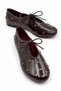 Lotus Women's Shiny Brown Patent Leather Staple Detailed Bow Lace-Up Casual Flat Ballerinas - 3
