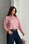 Women's Embossed Patterned Openwork Seasonal Knitwear Sweater Powder - 2