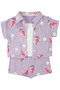 Baby Girl Lilac Pink Strawberry Patterned Muslin Shorts 3-Piece Set - 4