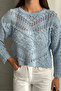 Women's Embossed Patterned Openwork Seasonal Knitwear Sweater - 8