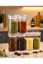 6-Piece Transparent Acrylic Vacuum Lid Spice Container 300 ml with Label Gift - 4