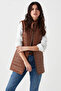 Maya Genuine Leather Tan Women's Long Vest - 3