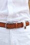 Genuine Leather Stitched Men's Classic Belt Brown - 3