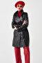 Juliet Genuine Lambskin Belted Women's Trench Coat Black - 6