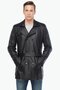 Genuine Lambskin Double-Breasted Men's Trench Coat Black - 4
