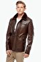 Genuine Leather Blackened Men's Coat with Fur Inside Chestnut - 3