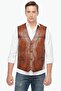 Genuine Lambskin Men's Vest with Points, Tan