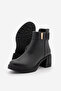 Women's Buckle Zippered Thick Heeled Boots Nuvos Black - 7