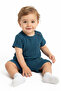 Baby Boy Petrol Blue Muslin Shorts with Pockets 2-Piece Set
