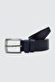 Genuine Buffalo Leather Jeans Belt with Stitching Detail Navy Blue