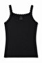 Women's Black Rope Strap Cotton Lycra Lace Athlete Undershirt Body-Hugging Stretch Fabric - 3050 - 2