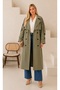 Women's Plus Size Double Breasted Collar Bondit Fabric Waterproof Lined Oversize Trench Coat Jacket 29010 - 4