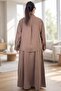 Button-Front Long Sleeve Shirt with Elastic Waist Pocket Pocketed Sh Skirt Modal Modal Sh Double Suit - 5