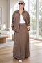 Button-Front Long Sleeve Shirt with Elastic Waist Pocket Pocketed Sh Skirt Modal Modal Sh Double Suit - 4