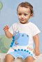 Cute Dinosaur Printed 3D Detailed Cotton Baby Summer Romper / Salopet - 2