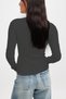 Women's anthracite long sleeve crew neck t-shirt blouse ribbed ribbed - 2