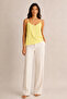 Women's Yellow Thin Strap V-Neck Flowy Basic Blouse – Stylish Summer Tank Top
