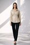 Beige 100% Cotton Long Sleeve Wide Cut Shirt with Waist Detail and Asymmetrical Closure - 3