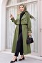 Pleated Skirt, Bolero and Belted Trench Coat -Khaki - 3