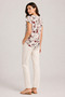 Cream Floral Patterned Women's Blouse V-Neck Loose Cut Casual Summer Blouse - 3