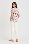 White Floral Patterned Women's Blouse Summer Loose Fit Casual Stylish Blouse - 3