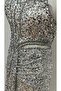 Silver Embroidered Ecru Evening Dress - 5