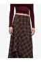 Regular Waist A-Line Slit Plaid Midi Skirt - 4