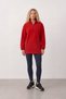 Women's Half Zipper Fleece Inside Red Sweat Dress Long Sleeve Half Turtleneck