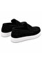 Ba0580 Black Suede Men's Shoes - White High-Sole Laceless Belted Comfortable Casual Loafer Sneakers - 5