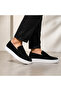 Ba0580 Black Suede Men's Shoes - White High-Sole Laceless Belted Comfortable Casual Loafer Sneakers - 2