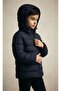 Boy's Dark Blue Hooded Jacket with Windproof Fiber - 4