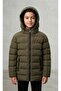 Boy's Water and Windproof Fiber Khaki Hooded Jacket - 2