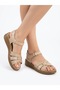 Genuine Leather Beige Orthopedic Sole Women's Sandals Suitable for Heel Spurs - 5