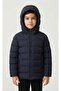 Boy's Dark Blue Hooded Jacket with Windproof Fiber - 2