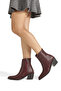 Women's Burgundy Leather Pointed Toe Ankle Heeled Boots - 4