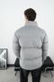 Thick Gray Corduroy Puffer Coat - 8