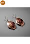 Copper Navy Blue Orange Floral Pattern Dangle Earrings |   New Series