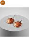 100% Handmade Copper |   Copper Orange Beige Leaf Patterned Dangle Earrings |   100% Handmade Copper