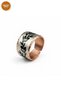 Copper White Black Branch Motif Wide Form Adjustable Ring